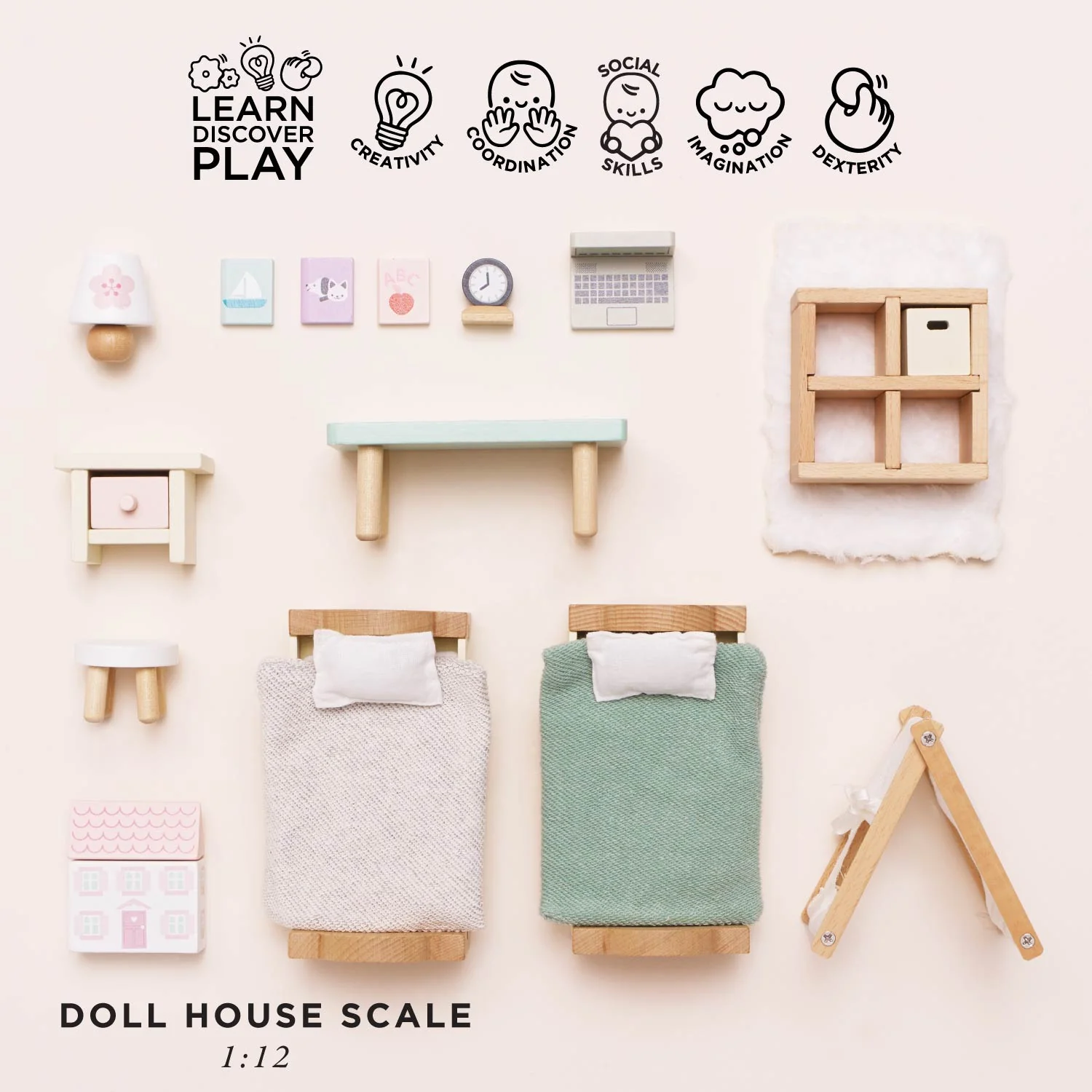 Wooden Dolls House Child's Bedroom Furniture - Image 3