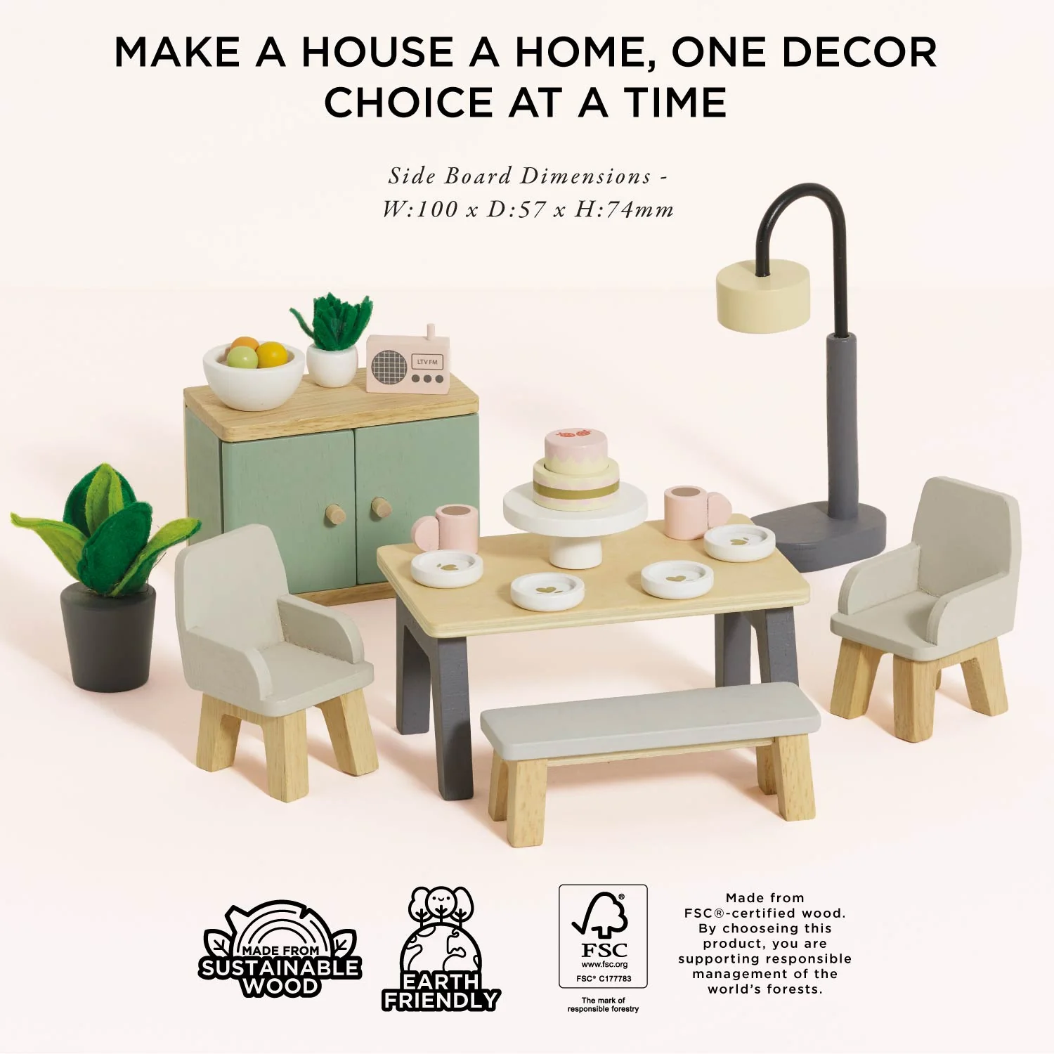 Wooden Dolls House Dining Room Furniture - Image 4