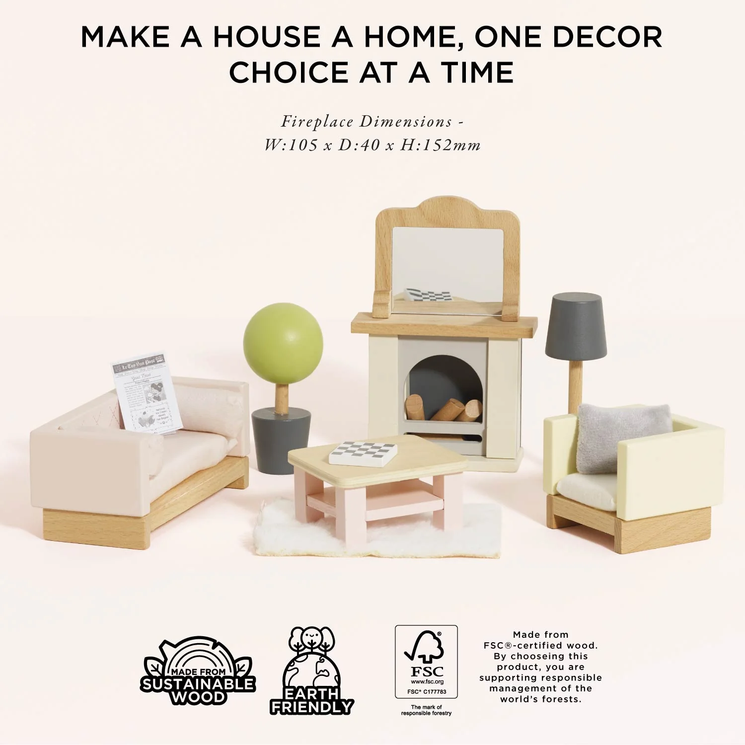 Wooden Dolls House Living Room Furniture - Image 4