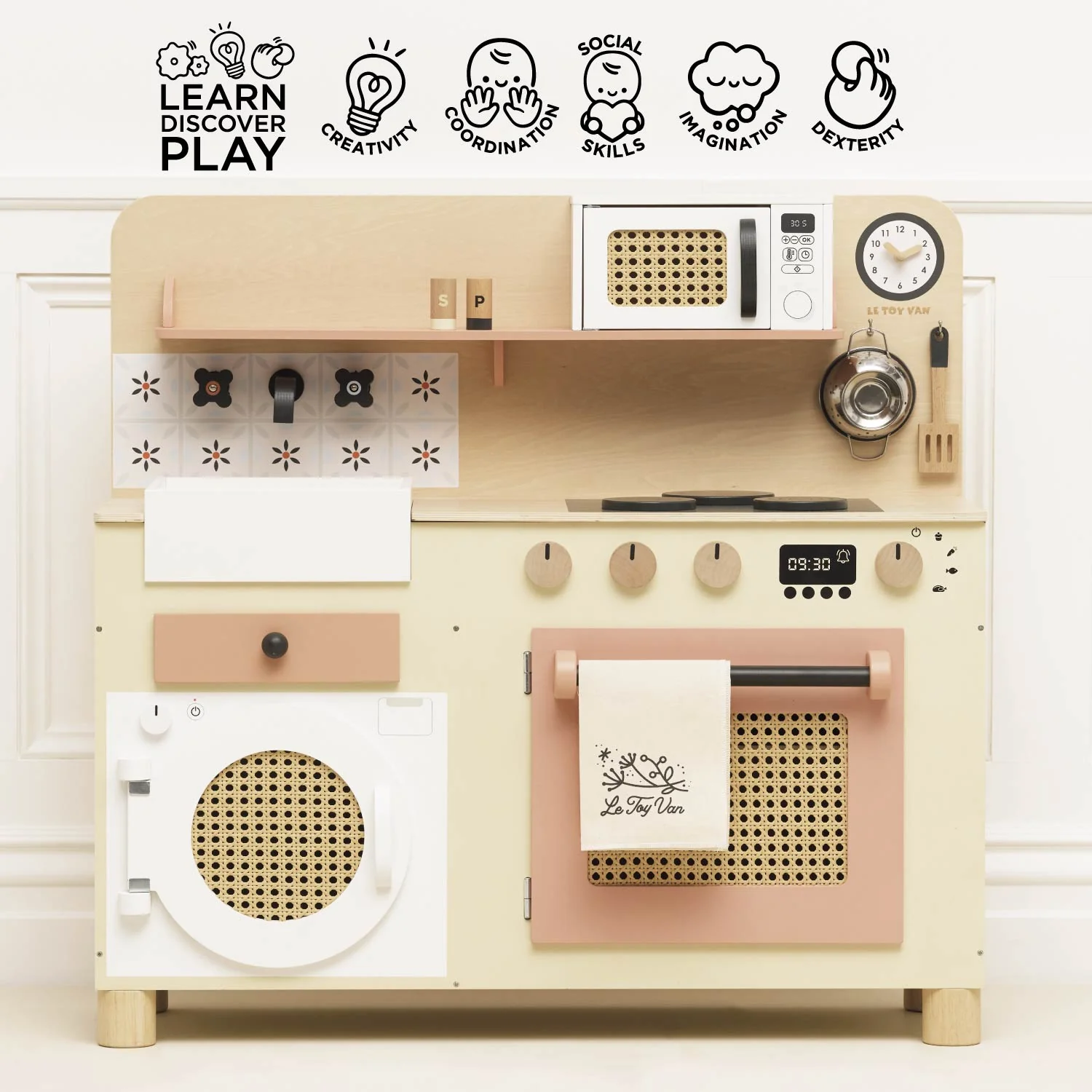 Rattan Family Wooden Play Kitchen - Image 3