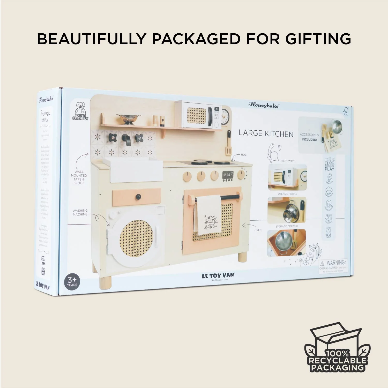 Rattan Family Wooden Play Kitchen - Image 9