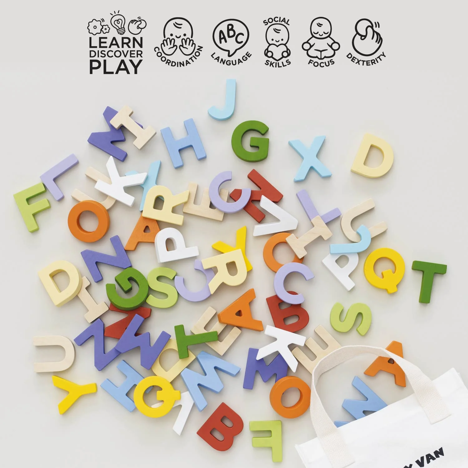 Wooden Alphabet Set & Bag - Image 3