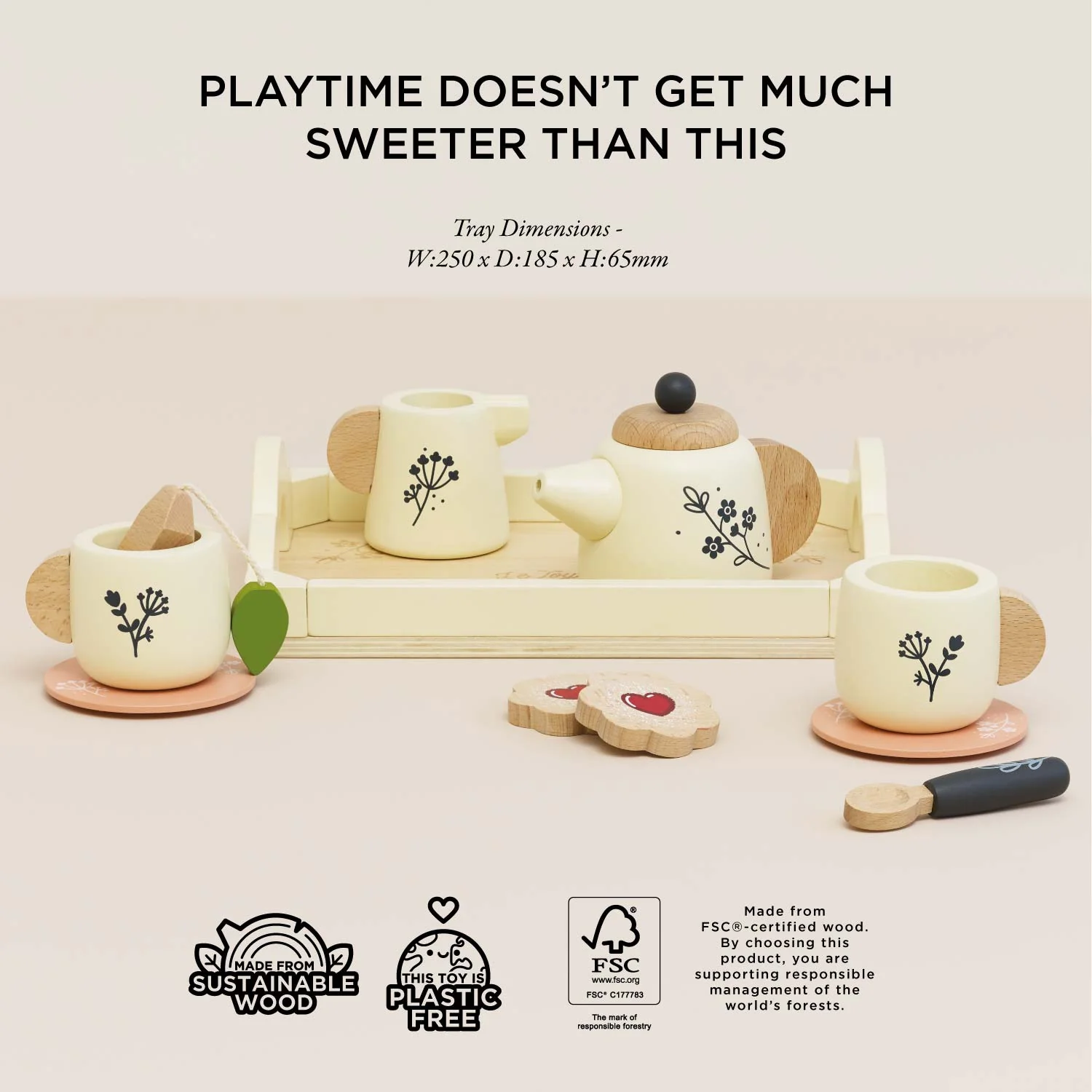 Wooden Tea Set & Tray - Image 6